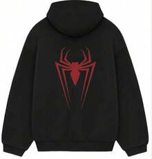Men's And Women's Graphic Hoodie, Spider Graphic Man Hoodie,Fashionable Men's  Hoodie, Surprise Gift For Friends And Family, Knit Fabric, For Autumn And Winter - 黑色13 - 查看 1