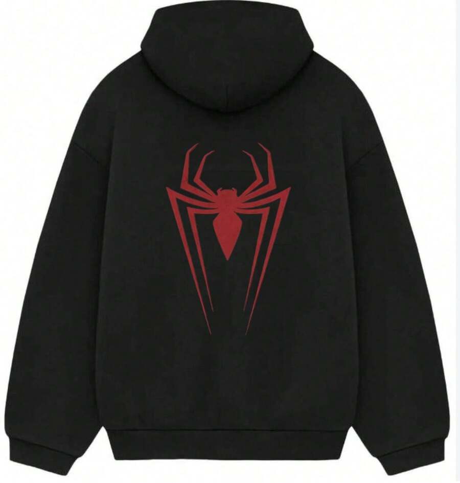 Men's And Women's Graphic Hoodie, Spider Graphic Man Hoodie,Fashionable Men's Hoodie, Surprise Gift For Friends And Family, Knit Fabric, For Autumn And Winter - 黑色13 - 查看 1