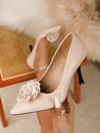 大码女式高跟尖头细高跟鞋，春秋季时尚休闲鞋，性感高跟鞋，适合工作、通勤、外出穿着