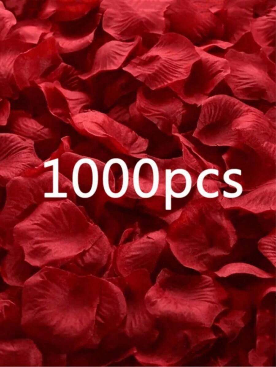 1000pcs Artificial Silk Rose Petals, Suable For Weddings, Red Rose Petals, Rose Petal Cor, Preserved Rose Petals, Rose Petals For Proposing To Loved Ones, Romantic Wedding Cor (For Lovers And Newlyweds), Gift Box Filler, Romantic Candlelight Aisle Cor, Wedding Aisle Petals, Wedding Corations, Party Petals, Candlelight Party Roses - 彩色 - 查看 1
