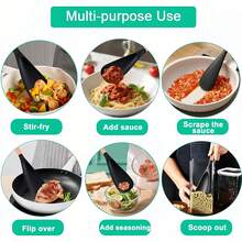 Non-Stick Cooking Spoon, Silicone Spoon For Mixing, Scooping And Scraping, Kitchen Tools, Kitchen Gadgets, Inexpensive Items. - màu đen - Xem 2