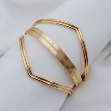 Women's Wide And Elegant Geometric Bracelet, Plated In 18K Gold Or 925 Silver. - Vàng - Xem 3