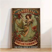 1幅无框帆布海报，《克劳黛特》马戏团怪胎，复古数码印刷歌舞表演海报，复古马戏团海报艺术，家居装饰，复古扭曲房间美学海报，画廊宿舍卧室海报 - 彩色 - 查看 4