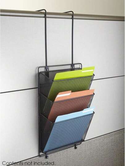 Safco Products 6452BL Onyx Mesh Panel Organizer, Triple Basket, Black