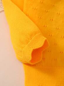 Cardigan Rajut Ringan Warna Polos untuk Anak Perempuan dengan Desain Kancing Berlubang, Cocok untuk Dipakai di Rumah, Jalan-jalan, atau Sebagai Hadiah Idul Fitri - Jeruk - View 4