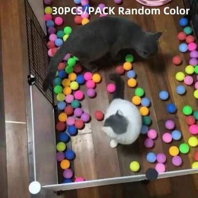 30pcs Random Color Ping Pong Balls Cat Self-Entertainment Toys, Suitable For Indoor Pet Playtime & Interaction, Multi-Purpose DIY Pet Party Balls, Ping Pong Toys For Holiday Celebrations