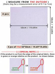 1块或4块装白色手工DIY十字绣布，厚实面料，针脚均匀，绣制效果光滑，可选11CT和14CT，6种裁剪尺寸可选 - A - 查看 16