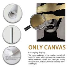 1/2幅黑金女性肖像帆布墙画 – 奢华抽象画，高清防水装饰画，适用于客厅、卧室和家庭办公室，无框 - 彩色 - 查看 5