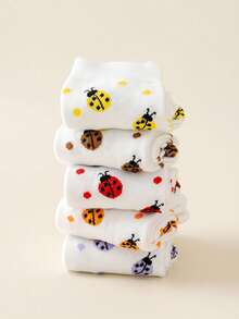 5 paia di calze a mezza gamba da donna - motivi carini a pois e a forma di insetti e scarabei - leggere e confortevoli, versatili per primavera ed estate - Multicolore - Visualizzare 2