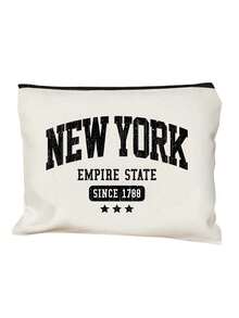 白色化妆品收纳袋 - “纽约”字母印花，耐用可重复使用购物袋，适合日常使用、洗漱用品收纳、储物，便携轻巧，可用于教堂郊游、旅行和工作、度假收纳，也适合海滩日光浴、野餐、露营、旅行、健身、泳池等场合，可重复使用，是日常商务旅行的理想之选，也是情人节礼物、节日礼物的绝佳选择，适合赠送给家人、朋友、同事和同学。 - 彩色 - 查看 15