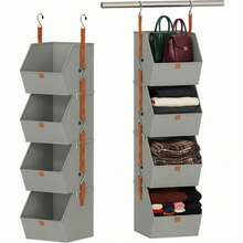 Closet Organizers And Storage 4-In-1 Modular Hanging Closet Organizer With Detachable Bins, Shelf Organizer For Closet System, Clothes Storage And Organization For Closet, Bedroom, Dorm & RV - 灰色 - 查看 1