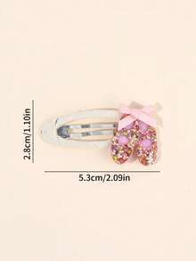 2pcs Ballet Shoe Hair Clips For Girls Sparkly Sequin Hair Bows Elegant Ballet Alligator Clips Exquisite Glitter Sequin Bow Barrettes Girls Daily Hairpins Clips Dance Themed Headpiece Teens Hair Accessories - Pink - View 8