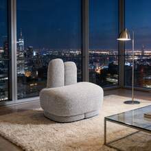 Antique Grey White + Fabric + Foam + Plywood + Solid Wood + Foam