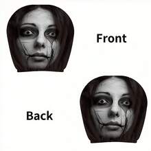 1pc Car Headrest Cover: Healing For Daily Commute, Festive Atmosphere Maximized, Playful Ghost Design, Versatile Car Interior Decor, Turns Commute & Travel Into Adorable Scene, Suitable For All Seasons - Multicolor - View 2