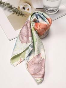 1 chiếc khăn choàng cổ nữ phong cách Bohemian in hoa, khăn quàng cổ bằng satin thanh lịch, phụ kiện tóc. - Nhiều màu - Xem 7