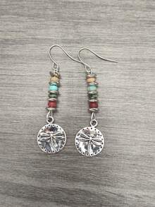 1 Pair Vintage Bohemian Beaded Dragonfly Earrings, Everyday, Party, Travel Jewelry Gift - Silver - View 6