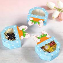 10 piezas Cajas de regalo con orejas de conejo de Pascua con ventana transparente - Cajas de regalo de papel con diseño de conejo de dibujos animados lindos, para bodas, cumpleaños, decoración de fiestas de Pascua de primavera - Multicolor - Ver 6