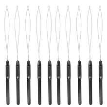 10/20/30 Pieces Hair Extension Loop Needle Threader Wire Pulling Hook Tool And Bead Device Tool Plastic Loop Needle For Hair Or Feather Extensions Supplies, DIY, Black - Black - View 11
