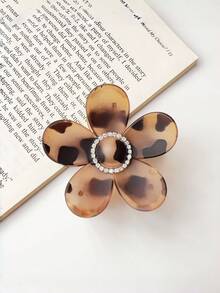 1pc Women's Fashion Leopard Flower Matte Claw Clip With Rhinestones, Versatile Hair Claw Hair Accessory, Suitable For Everyday Use - Multicolor - View 8