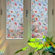 1/5pcs Colorful Wildflower Bee Window Clings No Glue Static Sticker 3D Laser Rainbow Maker Decal Waterproof Privacy Film For Living Room Office Decoration Summer Spring - Floral Colored Film - View 8