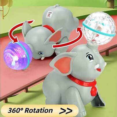 1pc Illuminating & Dancing Electric Elephant Music Toy With Rotating Ball, Suitable For Infant Crawling & Interactive, Music Interactive Learning Toy, Dancing Motion, Educational Animal Puppet, Party Favor, Sensory Toy, Toy, Party Favor, Kids Party Favor, Toddler Toy, Game, Children Toy, Travel Toy, Baby Toy, Sensory Toy, Girl Toy, Tummy Time, Tummy Time Toy