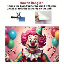 2D Flat, 1pc Clown With Balloons Backdrop Suitable For Party Decorations - Cheerful Clown Holding Balloons, Vibrant Wall Hanging Background Cloth For, Circus, Events, Clown Background For Party Decorations - 彩色 - 查看 7