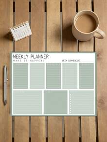 1pc Weekly Desk Planner Pad – Minimalist Weekly Planning Notebook Organizer With Weekly Schedule, Task List & Notes, Office Supplies Office Desk Accesorries - A4 - View 2
