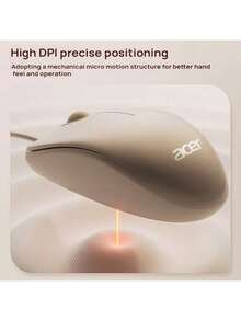 Acer OAK920 Wired Mouse, Professional Ergonomic Mouse, Matte Finish For Anti-Slip And Sweat-Repellent Properties, Breathable Structure, Fits The Hand Shape, Stable Performance Suitable For Office Use, Black. - Black - View 4