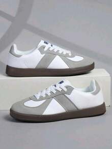 Giày thể thao đế bằng buộc dây unisex, giày thể thao đa năng dành cho học sinh, tập luyện thể dục trong nhà. - Xám - Xem 3