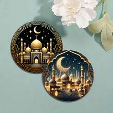 Ramadan Moon Theme Acrylic Coaster Set - Heat-Insulating, Non-Slip, Heat-Resistant Table Mats, Suitable For Family, Office And Ramadan-Themed Party Gifts, 3.9 Inches - Multicolor - View 8