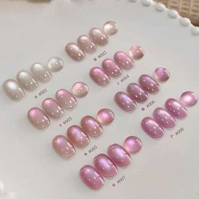 Bộ quà tặng dành cho nữ mùa Xuân/Hè 2026, 12ml, bao gồm các màu nhũ lấp lánh Aurora, Sakura Pink, Diary Peach Nude, Purple Gold Skin Tone, và các hạt pha lê thủy tinh hình mắt mèo.