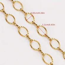 1m/2m Stainless Steel Gold Oval Embossed Chain With Lobster Clasp, Suitable For DIY Jewelry Making, Necklace And Bracelet - Chain - View 6