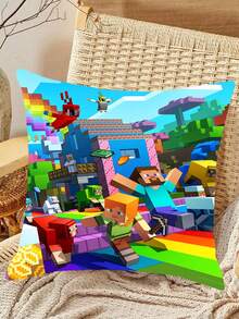 Minecraft 4 Different Pixel Cushion Covers - Size 17.71 X 17.71 Inches. Pixel Game Cushion Covers. Miner Party Chair Covers. Suitable For Home, Classroom, Bed, Sofa, Lounge Chair, Gaming Themed Pillows. Cushion Covers. Suitable For Home, Birthday Decor. Perfect For Fans, Gaming Room Decor And Pixel Themed Party Decorations. - Multicolor - View 15