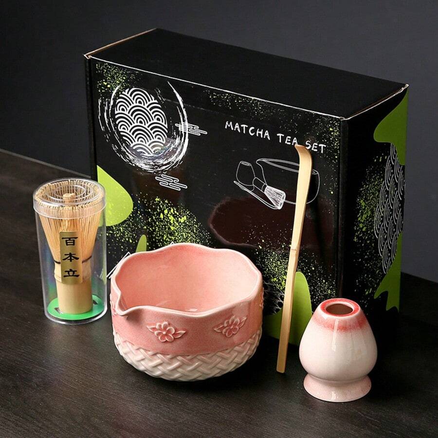 1pc/4pcs Matcha Tea Set, Includes Matcha Bowl, Matcha Whisk, Matcha Cup, Stirrer, Tea Spoon, Tea Bowl Set, Matcha Preparation Tools, Dessert & Beverage Making Tools, Japanese Gift Box, Matsukawara Matcha Stirring Set, Gift For Matcha Enthusiasts - Multicolor - View 1