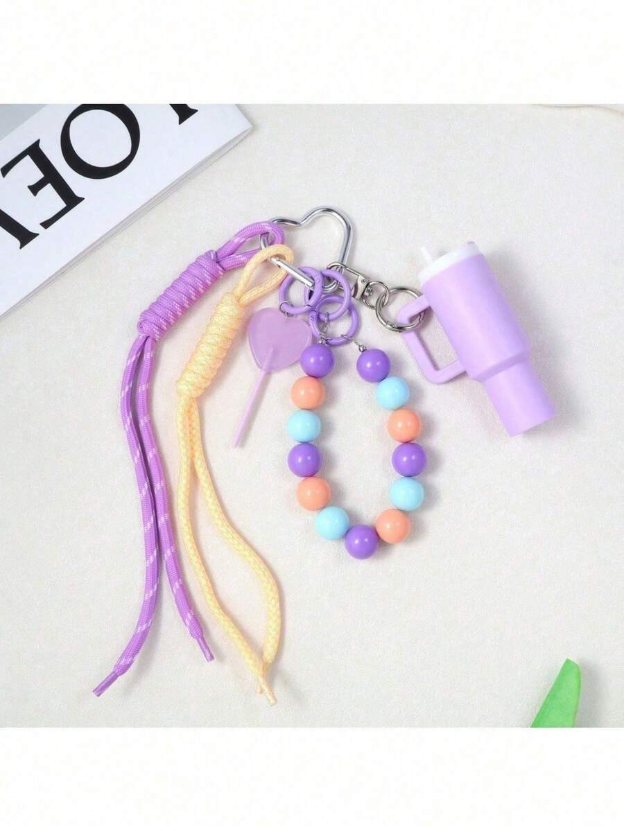 1pc Mini Water Bottle Keychain Pendant, Decorative Bag Accessory, Suitable For Girl Handbag And Backpack - Multicolor - View 1
