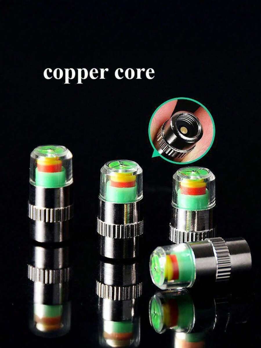 (Random Appearance Color) 1 SET Tire Pressure Monitoring Cap Car Tire Pressure Monitoring Plastic Core Set Tire Pressure Cap Tire Pressure Cap - View 1