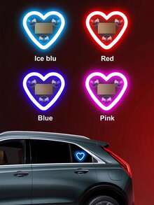 Solar Powered Car Neon Lights, Window Suction Cup LED Atmosphere Lights, Suction Cup Design Easy Installation, Romantic Atmosphere Car Decor, Solar/USB Rechargeable Neon Light Decorations - Multicolor - View 1
