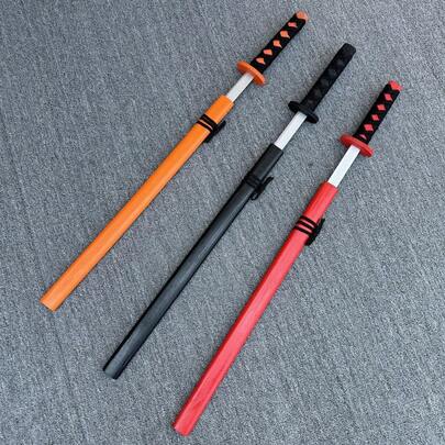 2026新款75厘米大型彩绘木制武士刀，日本武士刀玩具，热门角色扮演、桌面摆件、完美礼物、生日礼物、爱好者收藏品