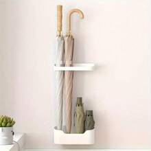 2pcs/Set: No Drill Wall Mounted Umbrella Holder With Drip Tray - Modern Foldable Umbrella Storage Rack - Umbrella Box - View 3