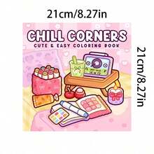 1 Cuốn Sách Tô Màu CHILL CORNERS dành cho Người lớn & Trẻ em, Thiết kế đơn giản nổi bật, Sách tô màu thư giãn, Quà tặng Giáng sinh, Halloween, Sinh nhật, Ngày thiếu nhi, Đồ dùng học tập - Nhiều màu - Xem 12