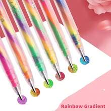 6pcs Metallic Rainbow Gradient Watercolor Pens, Suitable For Painting And Graffiti. Fine-Tip Pens Applicable For DIY Photo Albums, Black Cards, Collages, Handicrafts, Ceramics, Stones, Glass, Etc. Great Gifts For Birthday, Christmas, Halloween, New Year, Easter. Art Supplies, Artistic Sketching, Vibrant Colors, Glitter Effect, Smooth Ink Flow, Durable Barrels, Art Markers, Creative Tools. - Multicolor - View 3