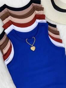 Women's Basic And Essential Tank Top For Summer And Carnival - Royal Blue - View 3