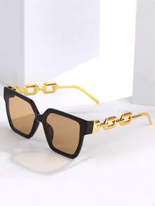 1 Pair Fashion Large Square Frame With Colored Lenses, Suitable For Beach And Party Occasions, Elegant Design - Multicolor - View 13