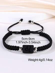 12 Zodiac Signs Glass Bead Handmade Braided Adjustable Men's Bracelet - Bracelet - View 2