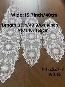 HXARTMIS 1 Piece, White Lace Table Runner, Exquisite Machine-Made Floral Design Polyester Tablecloth, Suitable For All Seasons. Table Runner, Modern Table Runner, Table Runner, Table Centerpiece, Modern Table Centerpiece, Breakfast Placemats - White - View 5