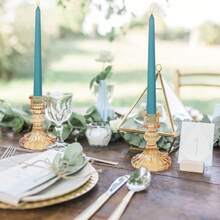 12 Pack Glass Candlestick Holder, 4" H Stripe/Dimond Crystal Candle Holders, Crystal Decorative Candle Stand, Clear/Amber Taper Candle Holders Bulk For Table Centerpiece Decor, Valentine's Day, Wedding, Dining Party, Gift - Sọc hổ phách - Xem 5