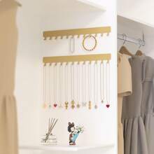 自粘式壁挂首饰收纳架，2 件装金色项链首饰架 - 节省空间的悬挂式展示架 - 黑色 - 查看 2