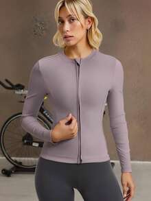 Striped High Elasticity Cycling Jersey, Slim Fit, Breathable, Moisture-Wicking, Road Bike, Spring/Summer, Women - Grey - View 5