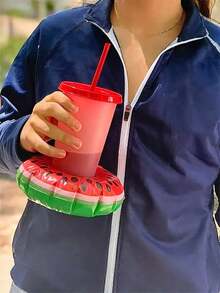 1pc/5pcs/10pcs Inflatable Cup Holder, Cup Coaster, Water Floating Drink Holder, Inflatable Drink Holder, Floating Inflatable Drink Coaster, Suitable For Pool Party, Outdoor Activities - Multicolor - View 5