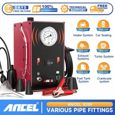ANCEL S200 专业汽车烟雾机，多系统车辆泄漏检测仪，EVAP进气、排气、曲轴箱汽车维修测试仪，送给机械师的理想礼物